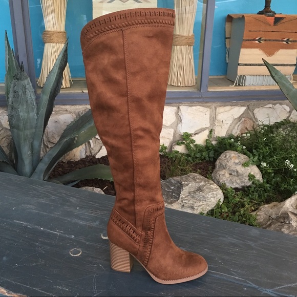 BEST SELLER Soda Shoes Chestnut Brown Knee High Heeled Boot Nu Shuz Key West - Picture 4 of 8